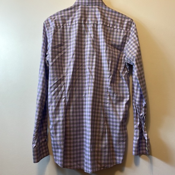 Eton purple / grey checkered dress shirt. - Picture 3 of 5